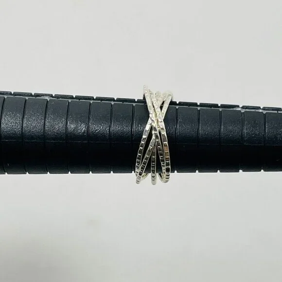 925 Silver 5 Band Interlocking Ring Size 6 Women Wedding Promise Stack Sterling - Picture 4 of 6